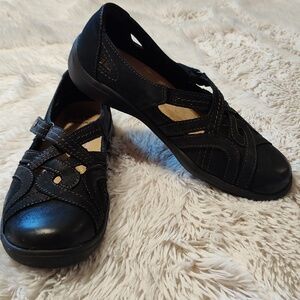 Earth Origins Womens Paxton Pansy Mary Janes Black Leather Cutout Boho Size 7.5